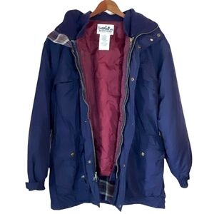 Vintage Northern Reflections 3 In 1 Navy Blue Parka Jacket Coat Plaid Lining S